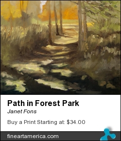 Path In Forest Park by Janet Fons - Painting - Oil On Canvas Panel
