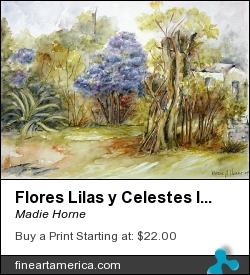 Flores Lilas Y Celestes II by Madie Horne - Painting - Watercolors