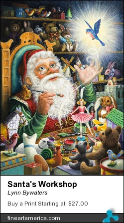 Santa's Workshop by Lynn Bywaters - Painting - Gouache On Strathmore Paper