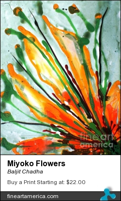 Miyoko Flowers by Baljit Chadha - Painting - Mixmedia On Paper