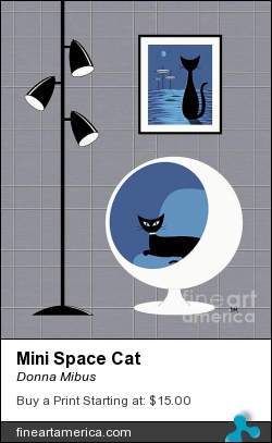 Mini Space Cat by Donna Mibus - Digital Art - Digital Paintings