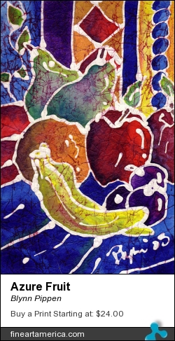 Azure Fruit by Blynn Pippen - Painting - Wax Batik On Rice Paper