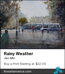 Rainy Weather by Jan Min - Painting - Aquarel