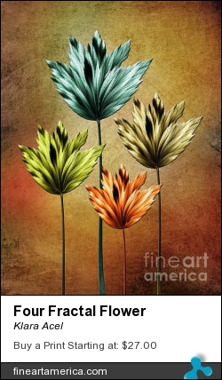Four Fractal Flower by Klara Acel - Digital Art