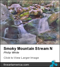 Smoky Mountain Stream N by Philip White - Painting - Aqua Acrylics