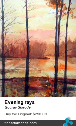 Evening Rays by Gourav Sheode - Painting - Watercolor