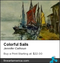 Colorful Sails by Jennifer Calhoun - Painting - Oil On Canvas Panel