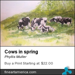 Cows In Spring by Phyllis Muller - Painting