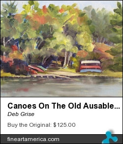 Canoes On The Old Ausable Channel by Deb Grise - Painting - Oil