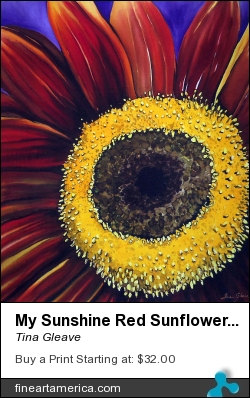 My Sunshine Red Sunflower Hand Painted Silk by Tina Gleave - Painting - Painting With Dye On Silk