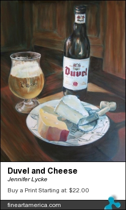 Duvel And Cheese by Jennifer Lycke - Painting - Oil On Panel