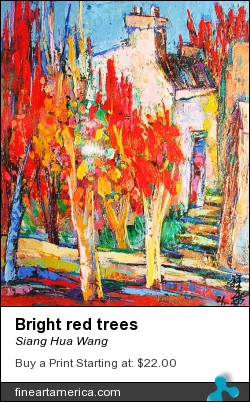 Bright Red Trees by Siang Hua Wang - Painting - Oil On Canvas