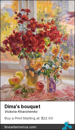 Dima's Bouquet by Victoria Kharchenko - Painting - Oil On Canvas
