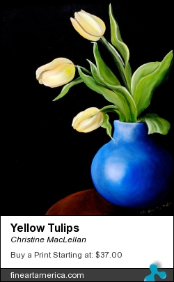 Yellow Tulips by Christine MacLellan - Painting - Oil Paintings