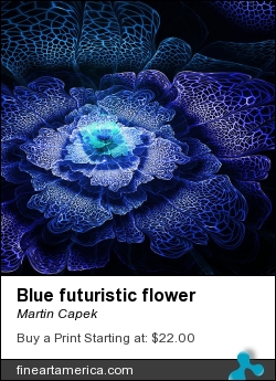 Blue Futuristic Flower by Martin Capek - Digital Art