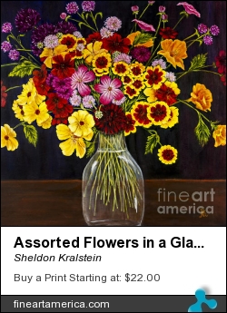 Assorted Flowers In A Glass Vase By Alison Tave by Sheldon Kralstein - Painting - Photograph Of Oil On Canvas