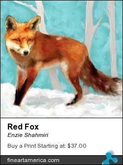 Red Fox by Enzie Shahmiri - Painting - Painting