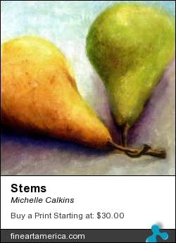 Stems by Michelle Calkins - Drawing - Digitally Enhanced Oil Pastel