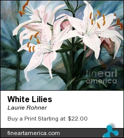White Lilies by Laurie Rohner - Painting - Watercolor On Paper