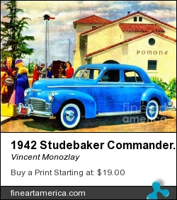 1942 Studebaker Commander Deluxstyle Land Cruiser by Vincent Monozlay - Painting - On Canvas