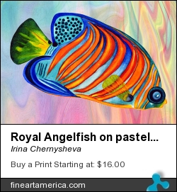 Royal Angelfish On Pastel Background by Irina Chernysheva - Mixed Media - Watercolour And Digital