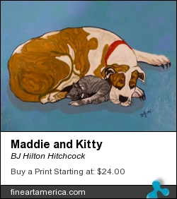Maddie And Kitty by BJ Hilton Hitchcock - Painting - Acrylic On Canvas