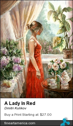 A Lady In Red by Dmitri Kulikov - Painting - Oil On Canvas