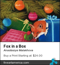 Fox in a Box by Anastasiya Malakhova - pastels on paper