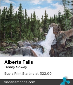 Alberta Falls by Denny Dowdy - Painting - W