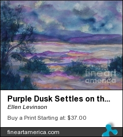 Purple Dusk Settles On The Painted Desert by Ellen Levinson - Painting - Watercolor