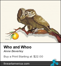 Who And Whoo by Anne Beverley - Painting - Watercolors
