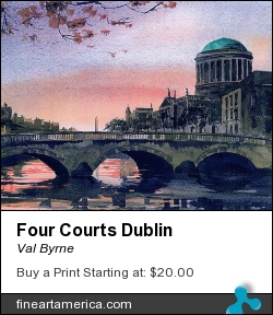 Four Courts Dublin by Val Byrne - Painting - Watercolour