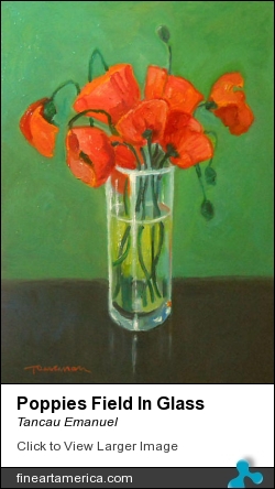 Poppies Field In Glass by Tancau Emanuel - Painting - Oil