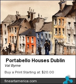 Portabello Houses Dublin by Val Byrne - Painting - Watercolour