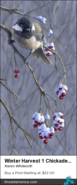 Winter Harvest 1 Chickadee Painting by Karen Whitworth - Painting - Acrylic