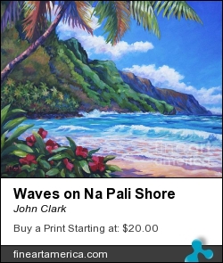 Waves On Na Pali Shore by John Clark - Painting