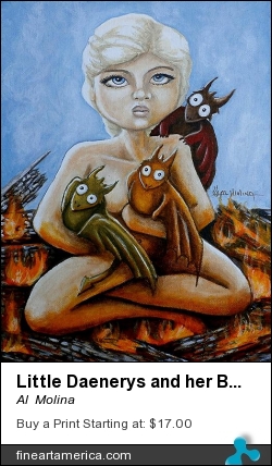 Little Daenerys And Her Baby Dragons by Al  Molina - Painting - Acrylic On Canvas