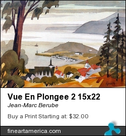 Vue En Plongee 2 15x22 by Jean-Marc Berube - Painting - Water-colour