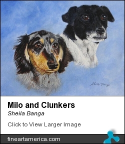 Milo And Clunkers by Sheila Banga - Painting - Acrylic