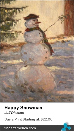 Happy Snowman by Jeff Dickson - Painting - Oil On Linen