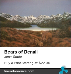 Bears Of Denali by Jerry Sauls - Painting - Oil On Canvas