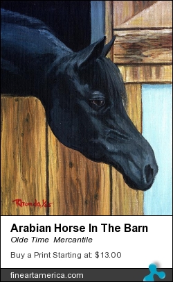 Arabian Horse In The Barn by Olde Time  Mercantile - Painting - Acrylic