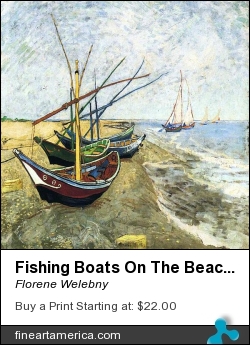 Fishing Boats On The Beach by Florene Welebny - Painting - Photo Of Painting