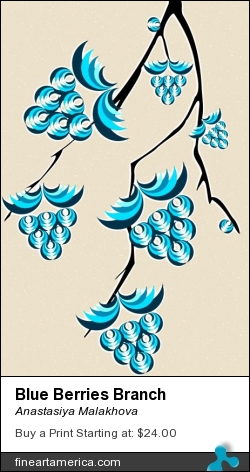 Blue Berries Branch by Anastasiya Malakhova - Scalable Vector Graphics