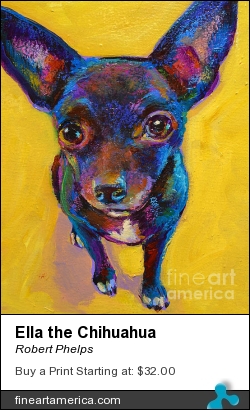 Ella The Chihuahua by Robert Phelps - Painting - Mixed Media On Canvas