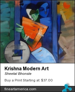 Krishna Modern Art by Sheetal Bhonsle - Painting