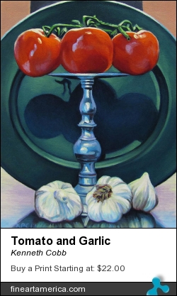 Tomato And Garlic by Kenneth Cobb - Painting - Oil On Canvas