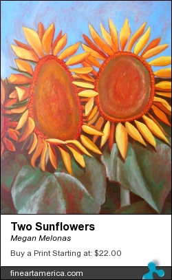 Two Sunflowers by Megan Melonas - Painting - Oil On Canvas