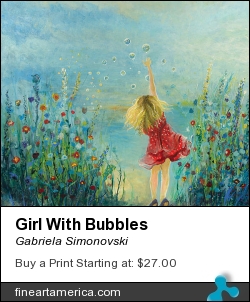 Girl With Bubbles by Gabriela Simonovski - Painting - Acrylic On Canvas