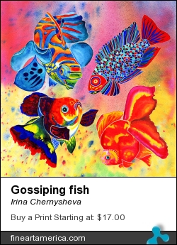Gossiping Fish by Irina Chernysheva - Mixed Media - Watercolour And Digital